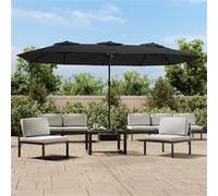 vidaXL Parasol de Jardin à Double Tête, Pare-Soleil de Patio, Abri de Soleil, Parasol de Plage Terrasse Extérieur, Noir 449x265 cm