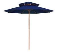 Parasol dubbeldekker met houten paal 270 cm blauw313767