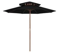 Vidaxl Parasol À Deux Étages Avec Mât En Bois Noir 270 Cm