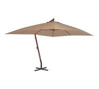 vidaXL Parasol en porte-à-faux avec mât en bois 400x300 cm Taupe