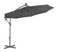 Vidaxl Parasol En Porte-À-Faux Led Et Mât En Acier 300cm Anthracite Gris