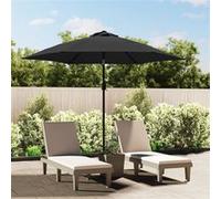 vidaXL Parasol Extérieur LED Mât Acier 300 cm Anthracite Jardin Terrasse Plage 44511 Gris G