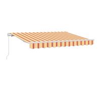 vidaXL Parasol Manuel Rétractable Jaune et Orange 3,5 x 2m en Polyester Résistant aux UV, Imperméable, Anti-Usure, Cadre en Aluminium, À Fixer au Mur, Idéal pour l'Extérieur, avec Accoudoirs Réglable