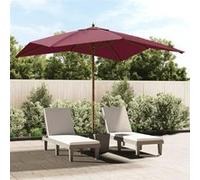 Parasol de jardin VIDAXL en polyester anti-UV et anti-décoloration avec mât en bois rouge bordeaux 300x300x273cm