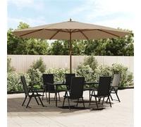 vidaXL Parasol met houten paal 400x273 cm taupe363178 Taupe G