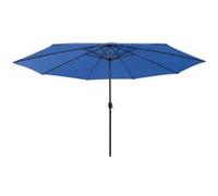 vidaXL Parasol d'extérieur avec LED et mât en métal 400 cm Bleu azuré