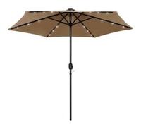 vidaXL Parasol avec LED et mât en aluminium 270 cm Taupe