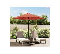 vidaXL Parasol met LED-verlichting en stalen paal 300 cm terracotta313757