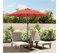 vidaXL Parasol met LED-verlichting en stalen paal 300 cm terracotta313757