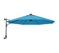 Vidaxl Parasol Mural Avec Led Bleu Mer 290 Cm