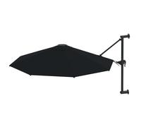 Vidaxl Parasol Mural Avec Mât En Métal 300 Cm Noir Noir