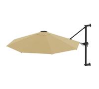 Vidaxl Parasol Mural Avec Mât Métallique 300 Cm Taupe Gris