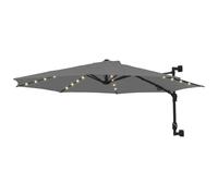 Vidaxl Parasol Mural Avec Mât Métallique Et Led 300 Cm Anthracite Gris