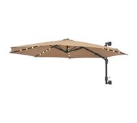Vidaxl Parasol Mural Avec Mât Métallique Et Led 300 Cm Taupe Gris