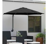 Vidaxl Parasol Mural De Jardin Avec Leds Noir 248 Cm