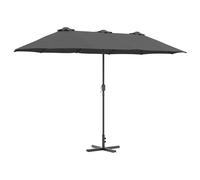 vidaXL Parasol Patio Anthracite 380 x 196 x 235 cm en Acier avec revêtement en Poudre. Il a Une Toile en Polyester, est résistant au Vent, et possède Une manivelle. Son Design Pliable, la Base croisé