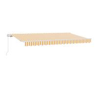 vidaXL Parasol rétractable en Jaune et Blanc (Cadre Blanc) 4 x 2 m en Tissu Aluminium, résistant aux UV, à l'eau et à la décoloration. Fixé au Mur, avec accoudoirs réglables pour l'extérieur. Une Sol