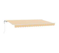 vidaXL Parasol rétractable Jaune et Blanc (Cadre Blanc) Résistant aux UV et à l'eau, Aluminium pour Le Cadre, Tissu en Polyester, Dimensions : 4 x 2m, Modèle Manuel, Accoudoirs Ajustables, Montage Mu
