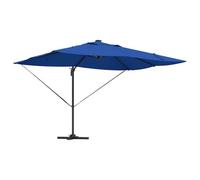 Vidaxl Parasol Déporté Roma Avec Leds Bleu Azur 352x251x265 Cm Aluminium
