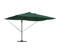 Vidaxl Parasol Déporté Roma Avec Leds Vert 352x251x265 Cm Aluminium