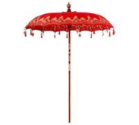 vidaXL Parasol Rouge balinais 180-190 cm en Coton et Bois Massif, laqué et Pliable. Idéal pour se protéger du Soleil avec Un Tissu résistant à l'eau. Parfait pour l'été, à Utiliser sur Le Patio, dans
