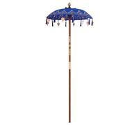 vidaXL Parasol Rouge Rond en Coton et Bois Massif 90-100 x 250 cm Résistant aux UV, Inlays Décoratifs, Ombrelle Traditionnelle, Cadre Solide, Entretien Facile pour Le Jardin et la Terrasse