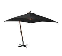 Parasol de Jardin Suspendu avec Mât, Pare-soleil de Patio, Abri de Soleil, Parasol de Terrasse, Noir 3x3 m Bois de 313778