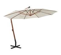Vidaxl Parasol 350 Cm Poteau De Bois Blanc Blanc