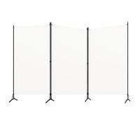 vidaXL Paravent 3 Panneaux, 260x180 cm, Tissu Polyester & Structure en Fer, Blanc, Écran de Confidentialité Pliable, Cloison 320731