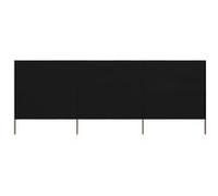vidaXL Paravent 3 panneaux – Écran de plage anti-vent en tissu pliable 400 x 120 cm Noir