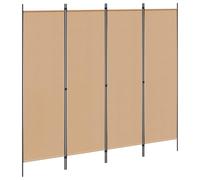 vidaXL Paravent 4 Panneaux Beige 200 x 180 cm Tissu, Séparateur Moderne rectangulaire pour Salon, écran décoratif, privé, Compact, Touche Indoor