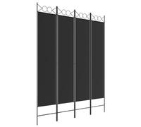 Kamerscherm met 4 panelen 160x200 cm stof zwart350153