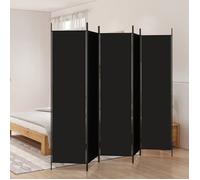 vidaXL Paravent 5 panneaux – 250×200 cm, polyester & structure en fer, noir – 350189