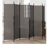 vidaXL Paravent 6 panneaux 300x200 cm, Tissu polyester & cadre en fer, Anthracite, Écran pliable, Cloison mobile pour 350192