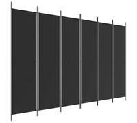 vidaXL Cloison de Séparation 6 Panneaux Séparateur de Pièce Pliable Diviseur Écran d'Intimité Paravent Décoration Salon Noir 300x200 cm Tissu