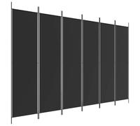 vidaXL Cloison de Séparation 6 Panneaux Séparateur de Pièce Pliable Diviseur Écran d'Intimité Paravent Décoration Salon Noir 300x200 cm Tissu