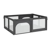 vidaXL Parc pour Bébé avec 2 Portes, Tente de Parc avec Cadre en Fer, Parc d'Été pour Enfant Maison Intérieur, Gris Foncé Tissu Oxford
