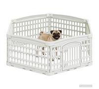 vidaXL Parc de Jeu pour Chiens à 6 Panneaux 122 x 106,5 x 40 cm Blanc