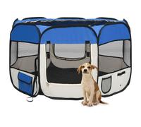 Vidaxl Parc Pliable Pour Chien Avec Sac De Transport Bleu 110x110x58cm