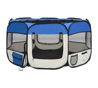 Vidaxl Parc Pliable Pour Chien Avec Sac De Transport Bleu 125x125x61cm