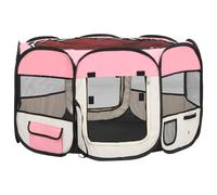 Vidaxl Parc Pliable Pour Chien Avec Sac De Transport Rose 110x110x58cm