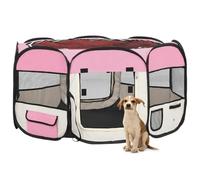 vidaXL Parc Pliable pour Chien avec Sac de Transport Rose 125x125x61 cm Enclos