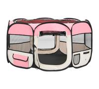 Vidaxl Parc Pliable Pour Chien Avec Sac De Transport Rose 125x125x61cm