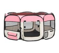 Vidaxl Parc Pliable Pour Chien Avec Sac De Transport Rose 145x145x61cm