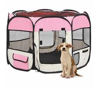 Vidaxl Parc Pour Chiens Pliable Avec Sac De Transport Rose 90x90x58 Cm