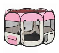 Vidaxl Parc Pour Chiens Pliable Avec Sac De Transport Rose 90x90x58 Cm