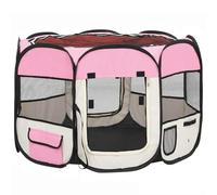 Vidaxl Parc Pour Chiens Pliable Avec Sac De Transport Rose 90x90x58 Cm