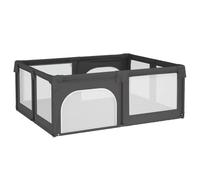 vidaXL Parc pour Bébé avec 2 Portes, Tente de Parc avec Cadre en Fer, Parc d'Été pour Enfant Maison Intérieur, Gris Foncé Tissu Oxford