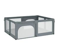 vidaXL Parc pour Bébé avec 2 Portes, Tente de Parc avec Cadre en Fer, Parc d'Été pour Enfant Maison Intérieur, Gris Clair Tissu Oxford