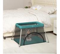 vidaXL Parc pour bébé avec matelas Vert Tissu de lin 10306